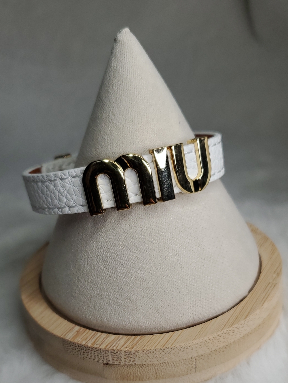Fashion Jewelry White  Bracelet with Gold Logo Accents